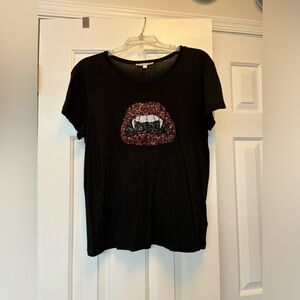 Express Black Shimmer Short Sleeved Shirt